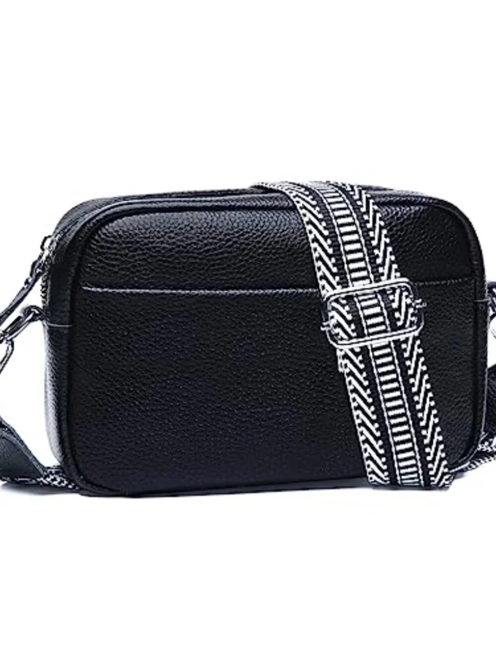 Genuine Leather Crossbody Bag with RFID Guitar Strap Small Camera Purse